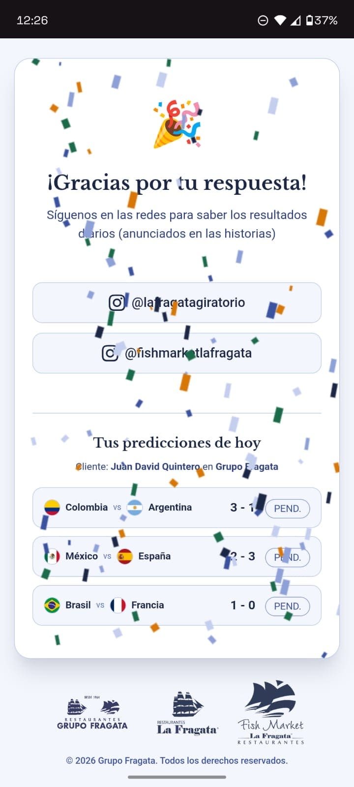 World Cup contest platform · Grupo La Fragata